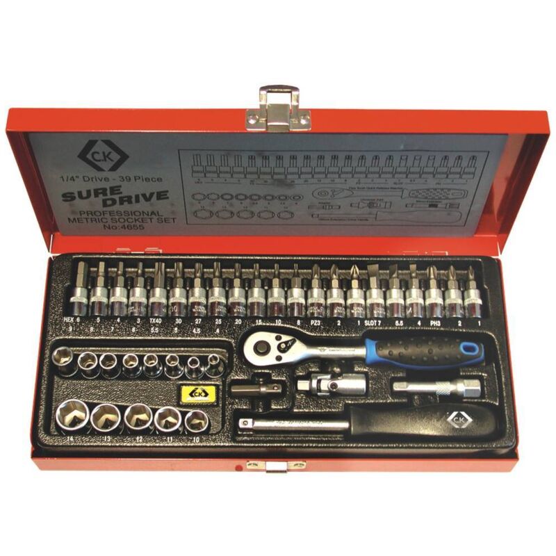 foto del prodotto kit di chiavi a bussola metrico 1 4 6.3 mm 39 parti c.k t4655