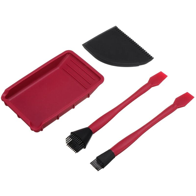 foto del prodotto kit di colla al silicone da 4 pezzi, pennello largo stretto con raschietto piatto e vassoio per colla, kit per incollaggio per lavorazione del legno