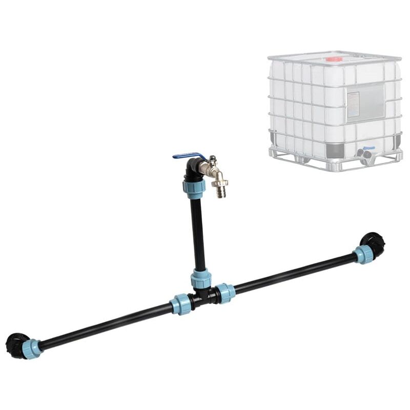 foto del prodotto kit di collegamento ibc ej.life adattatore ibc s60 x 6 per 2 serbatoi ibc affiancati serbatoi per acqua piovana con collo d oca da 3 4 per