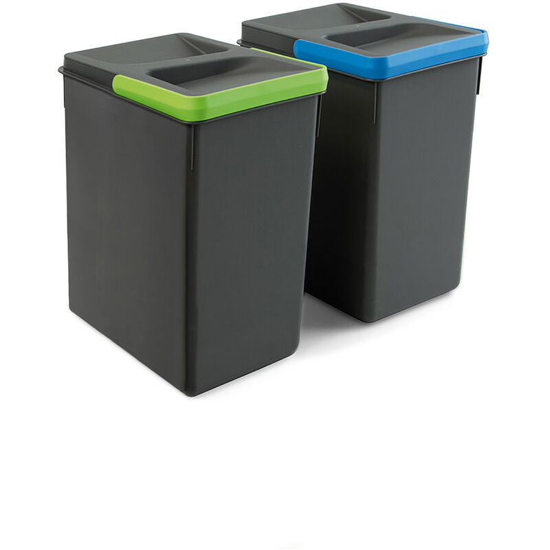 immagine 0 del prodotto kit di contenitori per la raccolta differenziata per cassetti da cucina recycle altezza recycle 266 mm, 2x7 lt, grigio antracite tecnoplastica emuca