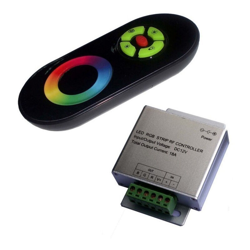 foto del prodotto kit di controllo a distanza completo e controllo radio frequenza nero per illuminazione a led rgb