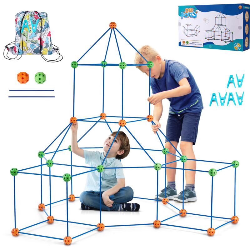 foto del prodotto kit di costruzione per forte per bambini 120 pezzi, set di costruzioni per tende da gioco, regalo educativo per ragazzi ragazze di 4 5 6 7 8 anni,