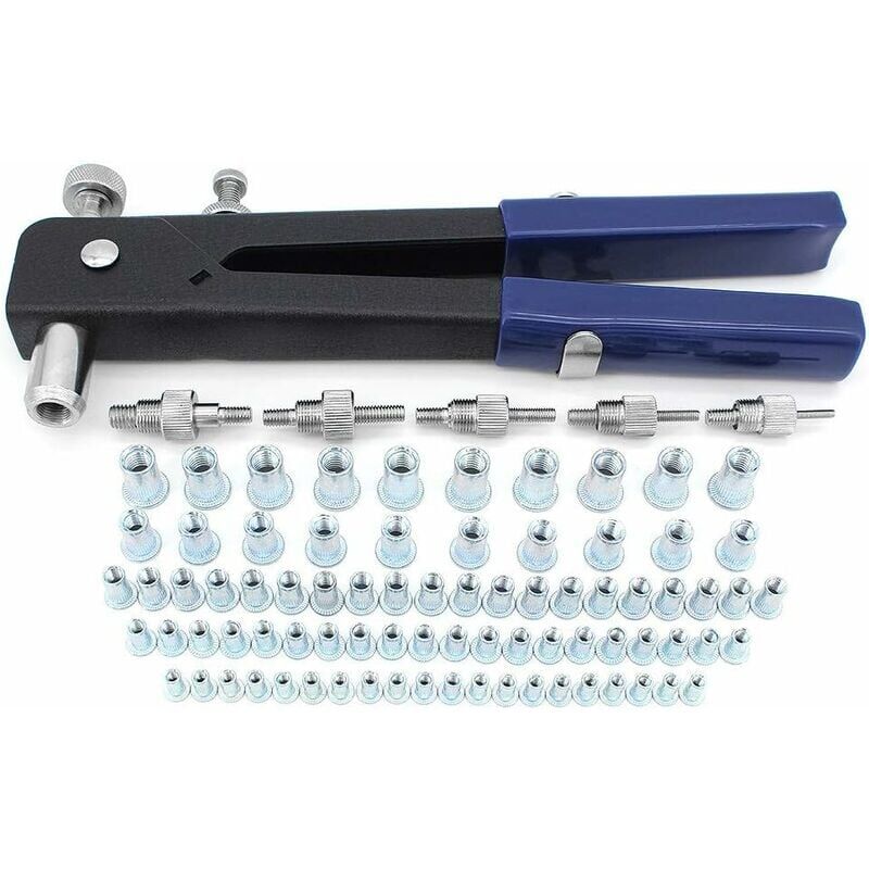 foto del prodotto kit di dadi per rivetti filettati rotazionali per filettatura m3 m4 m5 m6 m8, 106 pezzi kit di dadi per rivetti