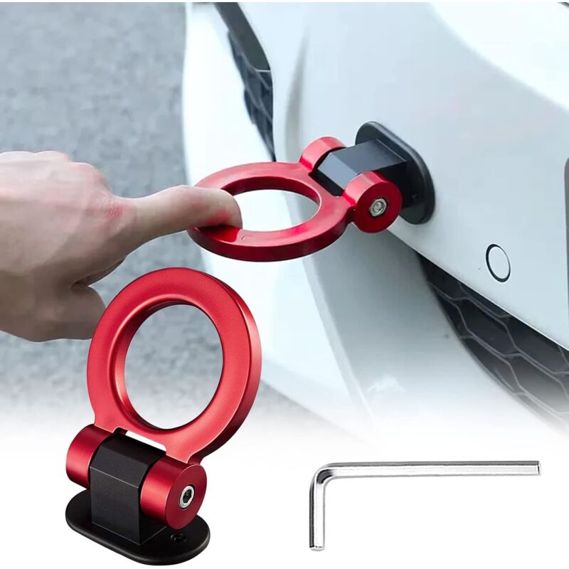 foto del prodotto kit di ganci per rimorchio per auto adesivo per rimorchio per paraurti per accessori esterni per auto anello rosso decorazioni per lo stile delle