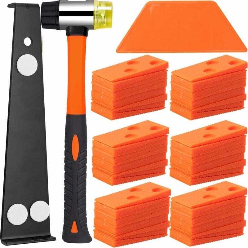 foto del prodotto kit di installazione per pavimenti in laminato, kit di installazione per pavimenti in laminato con 60 distanziatori per blocchi di impatto, barra di