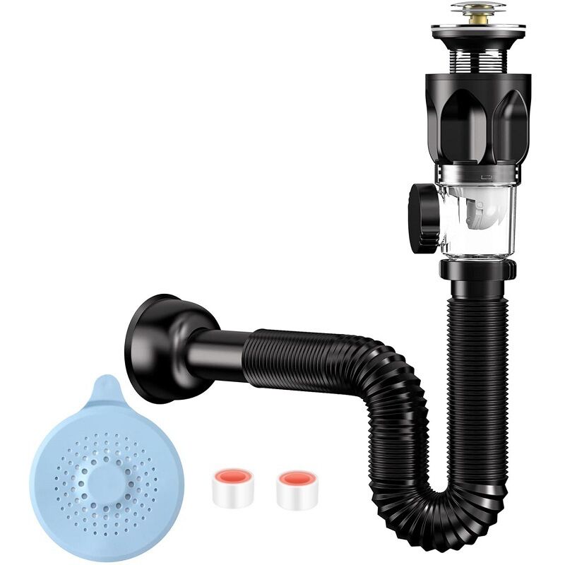 foto del prodotto kit di installazione per scarico lavandino bagno kit di scarico per lavandino del bagno set sanitari set di scarico e sifone per i lavandini del bagno