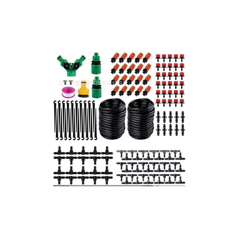 foto del prodotto kit di irrigazione a goccia, kit di irrigazione a goccia micro 20m 65ft sistema di irrigazione regolabile automatico per piante da giardino in serra,