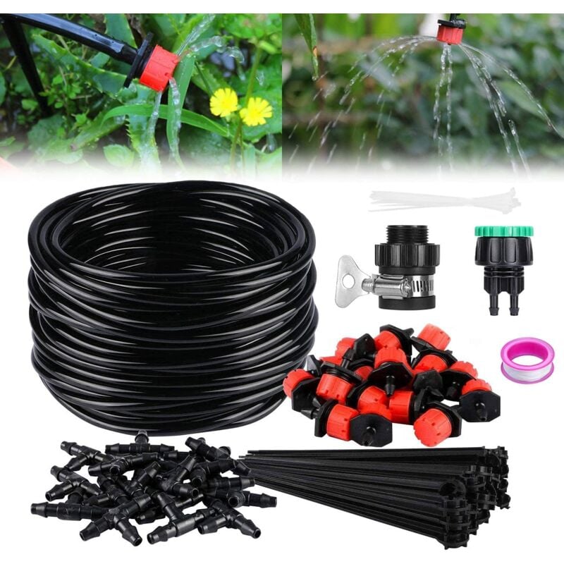 foto del prodotto kit di irrigazione a goccia, sistema di irrigazione automatico fai da te con micro irrigatore e tubo da 15 m per giardino, serra, orto, prato 1