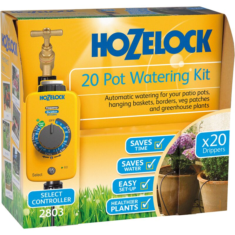 foto del prodotto kit di irrigazione automatica 20 vasi con programmatore manuale select hozelock