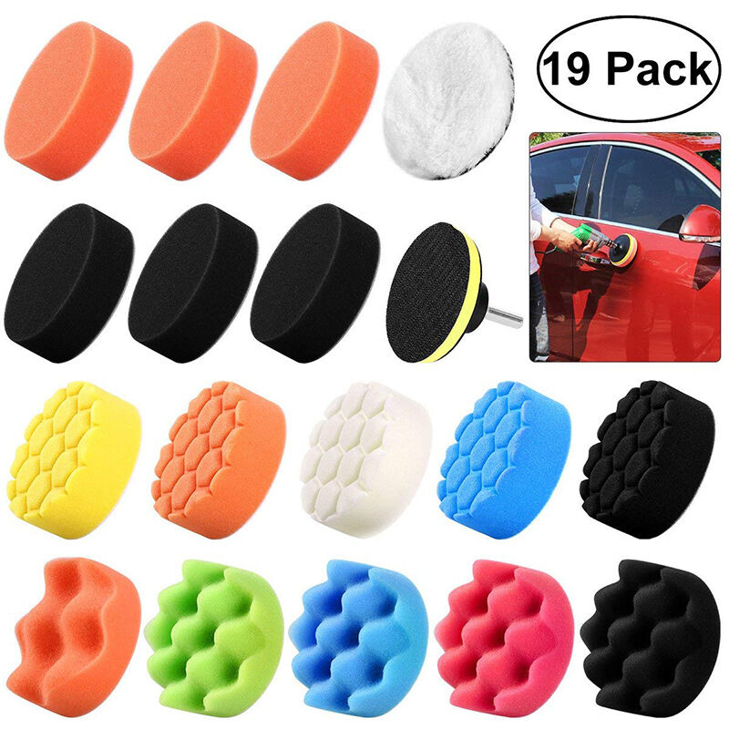 foto del prodotto kit di lucidatura abrasiva per auto, 19 spugne per lucidatura, con punte m10
