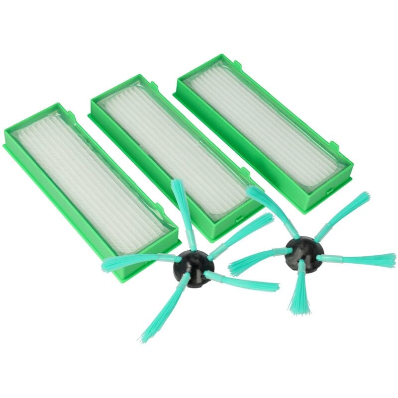 foto del prodotto kit di manutenzione da 5 pzz. compatibile con vorwerk folletto vr 300, vr300, vr 200, vr200 aspirapolvere robot filtro hepa, spazzola laterale