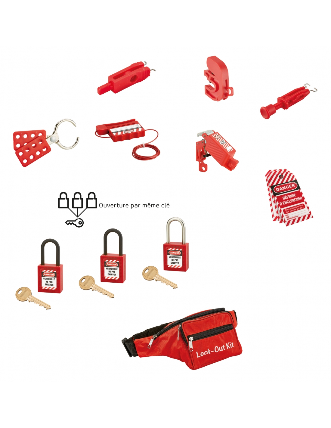foto del prodotto kit di manutenzione elettrica, marsupio, blocchi, ganasce, lucchetti, lockout tagout loto thirard