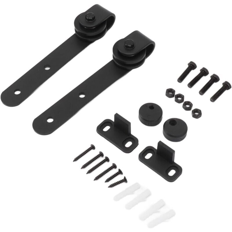 foto del prodotto kit di mini rulli per porte scorrevoli, ferramenta per porte da fienile, puleggia, binario, gancio per camera da letto e soggiorno