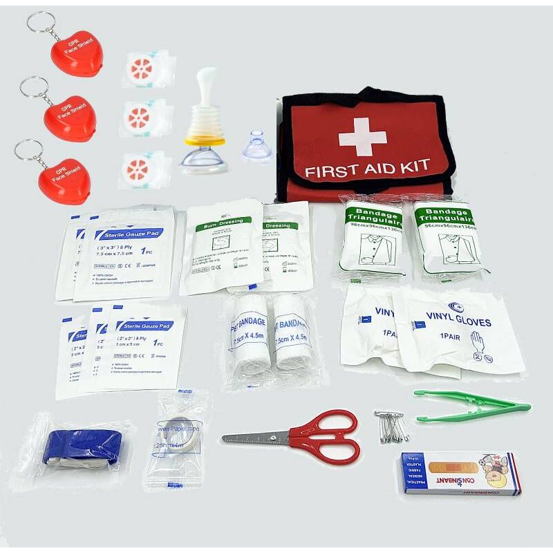 foto del prodotto kit di pronto soccorso da 46 pezzi, anti soffocamento, maschera respiratoria per adulti e bambini, kit di pronto soccorso per auto, casa, lavoro,