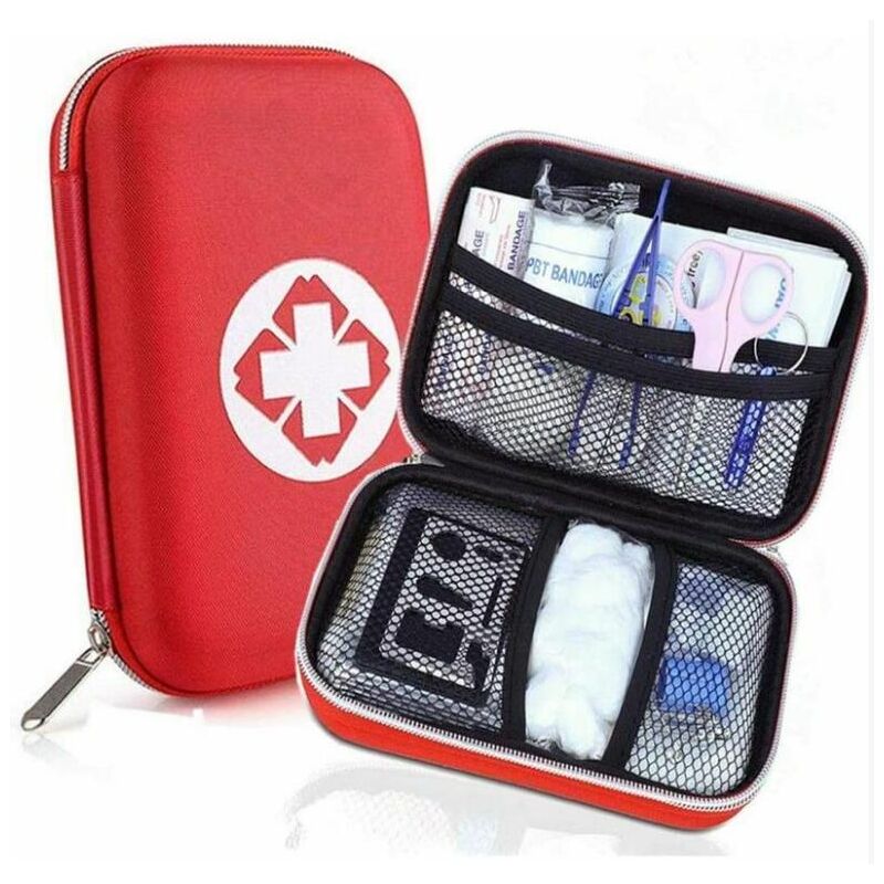 foto del prodotto kit di pronto soccorso, mini stivali medici per auto, viaggi, ufficio, escursionismo, sport, casa, affari rosso 
