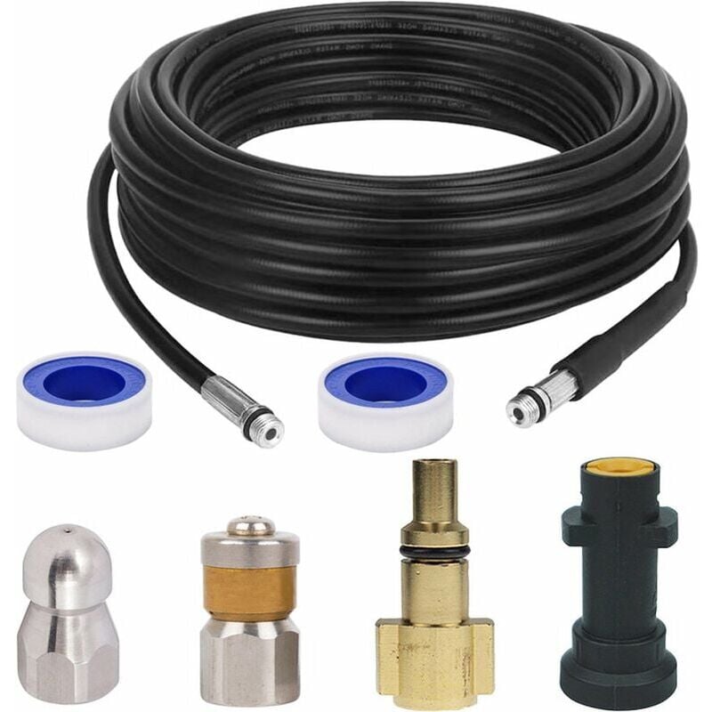 foto del prodotto kit di pulizia dello scarico tubo di scarico per idropulitrici k rcher k2, k3, k4, k5, k6, k7 e lavor 15 m kit di pulizia del tubo di scarico