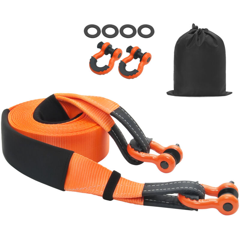 foto del prodotto kit di recupero con cinghia di traino per impieghi gravosi 3,35 x 30 piedi mbs 36.000 libbre , cinghia per verricello tree saver, triplo anello