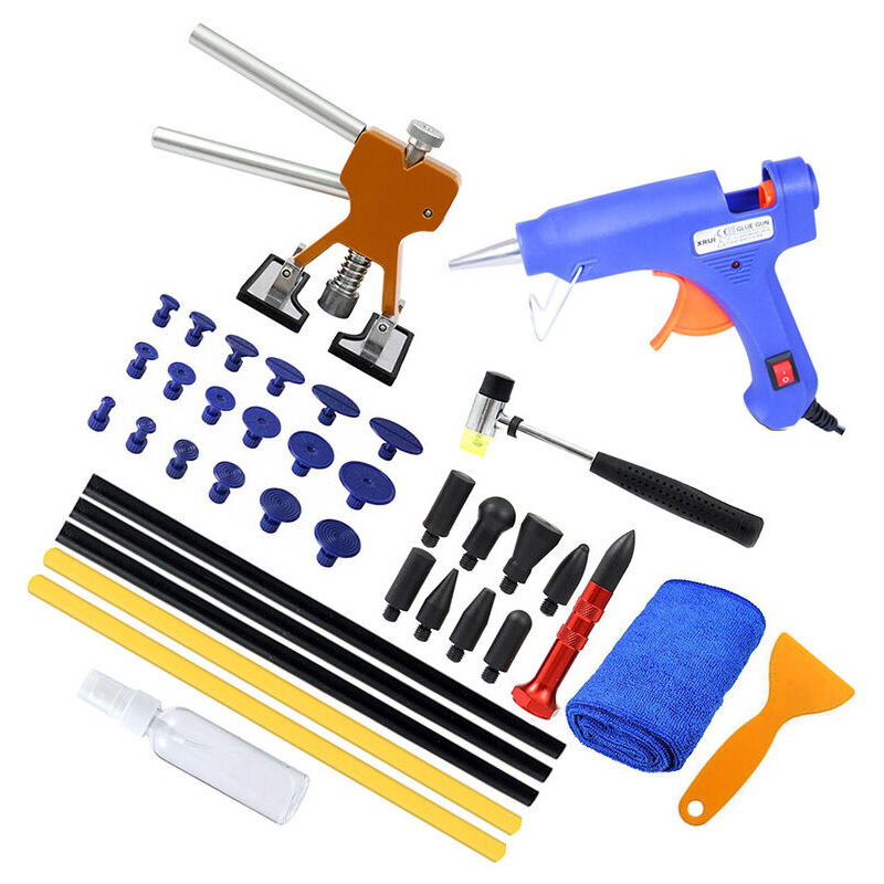 foto del prodotto kit di riparazione ammaccature senza vernice dpzo con pistola per colla, estrattore ammaccature dorato, per auto, frigorifero, carrozzeria moto, porta