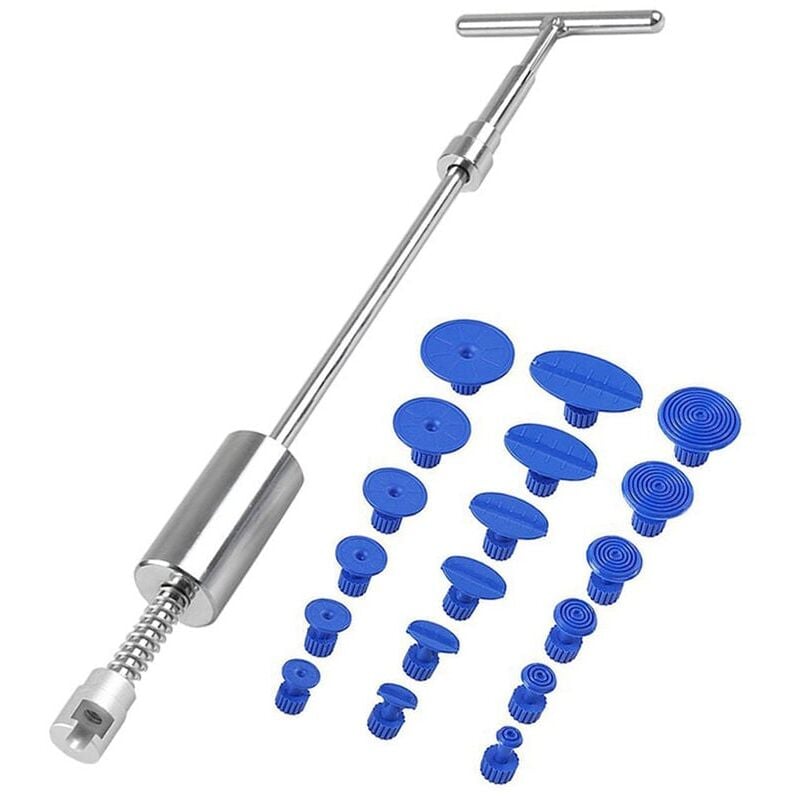 foto del prodotto kit di riparazione ammaccature senza vernice per auto, strumento di rimozione ammaccature, martello t, estrattore di colla a 