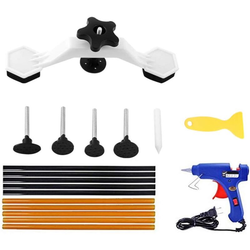 foto del prodotto kit di riparazione della carrozzeria dell auto crediri, kit di riparazione delle ammaccature senza vernice con pistola per colla, 10 stick di colla