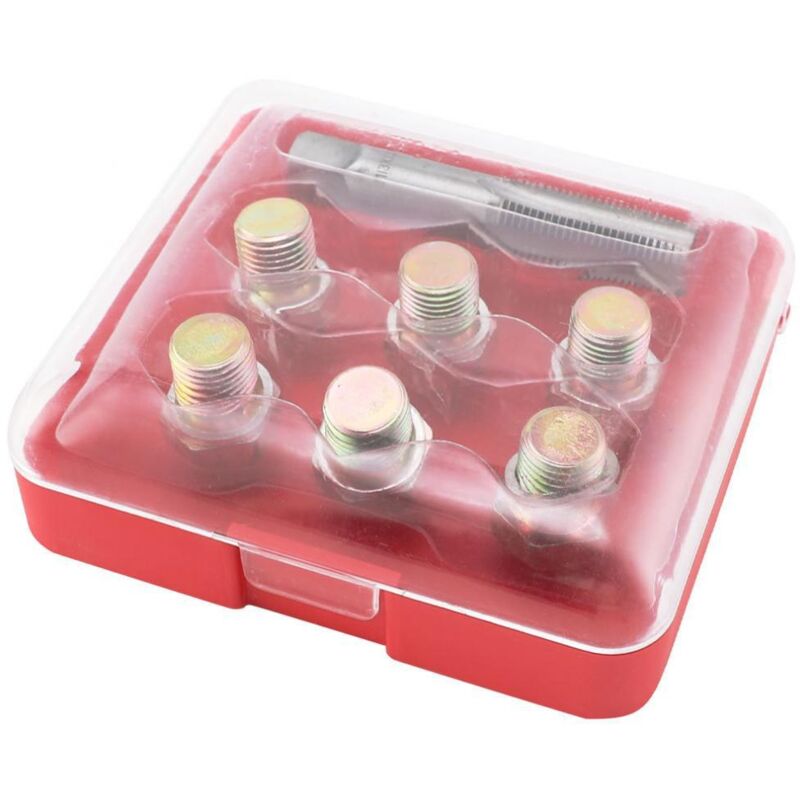 foto del prodotto kit di riparazione filettatura coppa olio da 6 pezzi, strumento per tappo di scarico m13 x 1,25 mm sollbry