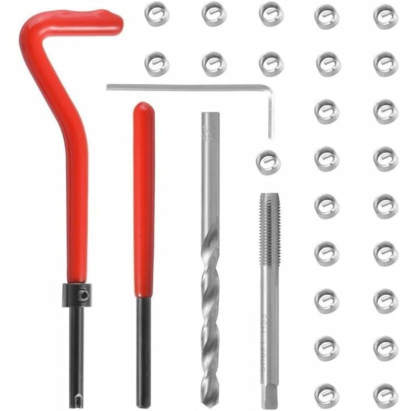 foto del prodotto kit di riparazione filettatura elicoidale m6 x 1,0 mm 30 pezzi 