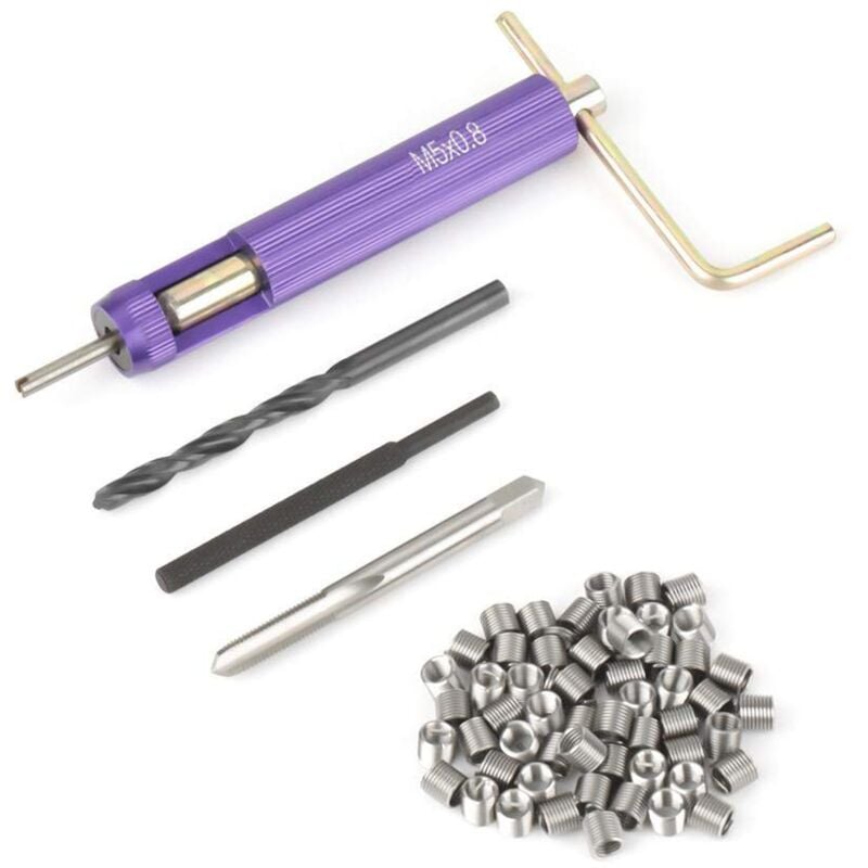 foto del prodotto kit di riparazione filettature con inserti filettati da 50 pezzi, set di utensili manuali, set di utensili integrati, set di tipo elicoidale in