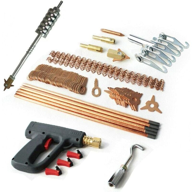 foto del prodotto kit di riparazione per ammaccature, 86 pezzi per la riparazione di ammaccature, kit per la rimozione dei punti e dei punti