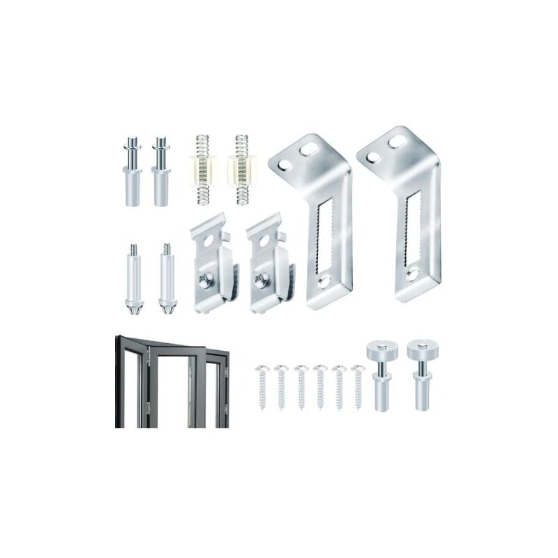 foto del prodotto kit di riparazione per binari per porte scorrevoli da 18 pezzi, kit di ferramenta per porte scorrevoli a soffietto, porta scorrevole per armadietto,