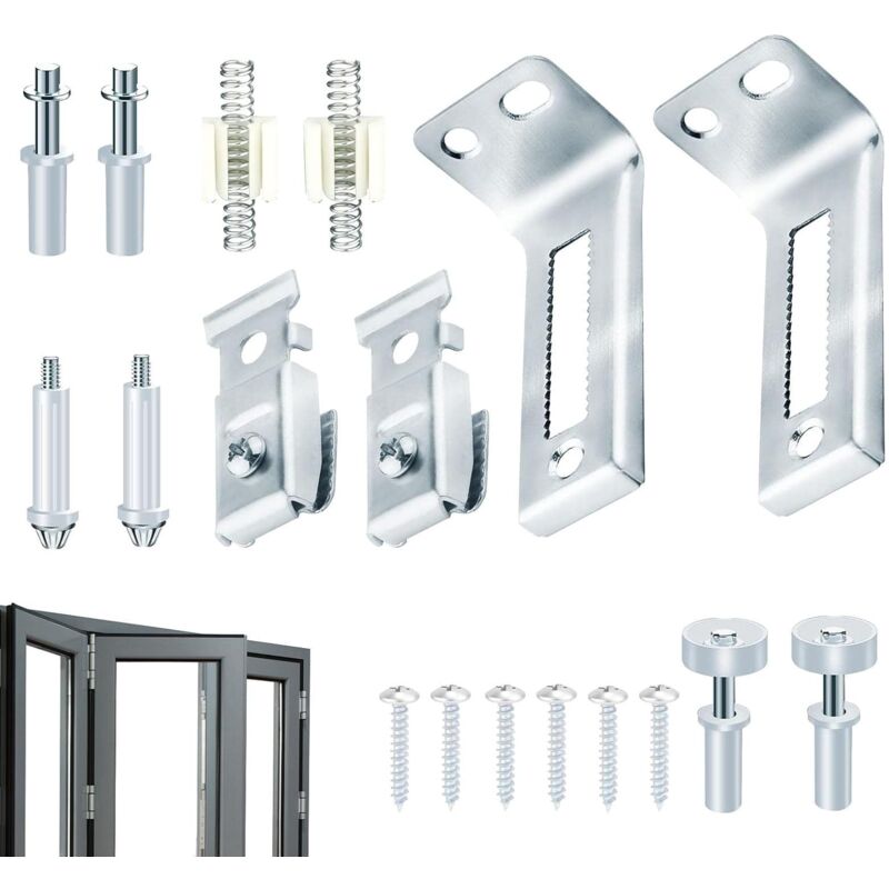 foto del prodotto kit di riparazione per binari per porte scorrevoli da 18 pezzi, kit di ferramenta per porte scorrevoli a soffietto, porta scorrevole per armadietto,