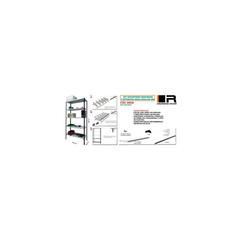 foto del prodotto kit di scaffalature a fessura con 5 ripiani 200x100x30cm