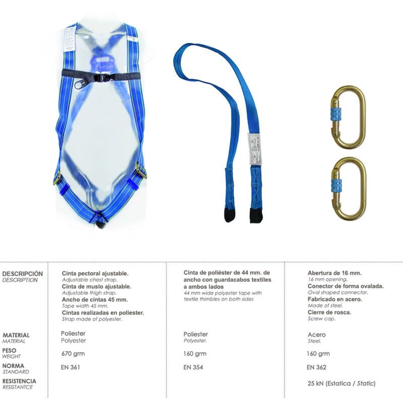 foto del prodotto kit di sicurezza per imbracatura anticaduta n. 1 4 pezzi en361