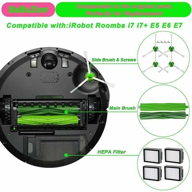 foto del prodotto kit di sostituzione accessori per irobot roomba j7 j7 i7 i7 i7 plus e5 e6 e7. ricambi per roomba e5 e6 e7 i7 i7 i8 i8 j7 j7 i6 i6 i3 i3 i4 i4 
