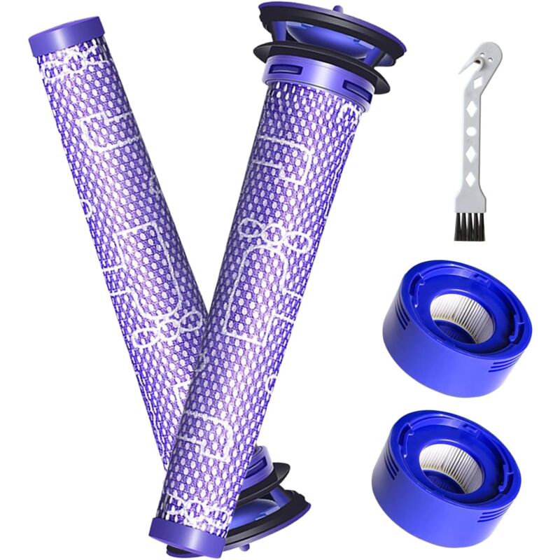 foto del prodotto kit di sostituzione del filtro dell aspirapolvere da 4 pezzi per aspirapolvere dyson dyson v7, v8 animal e absolute, 2 prefiltri, 2 postfiltri