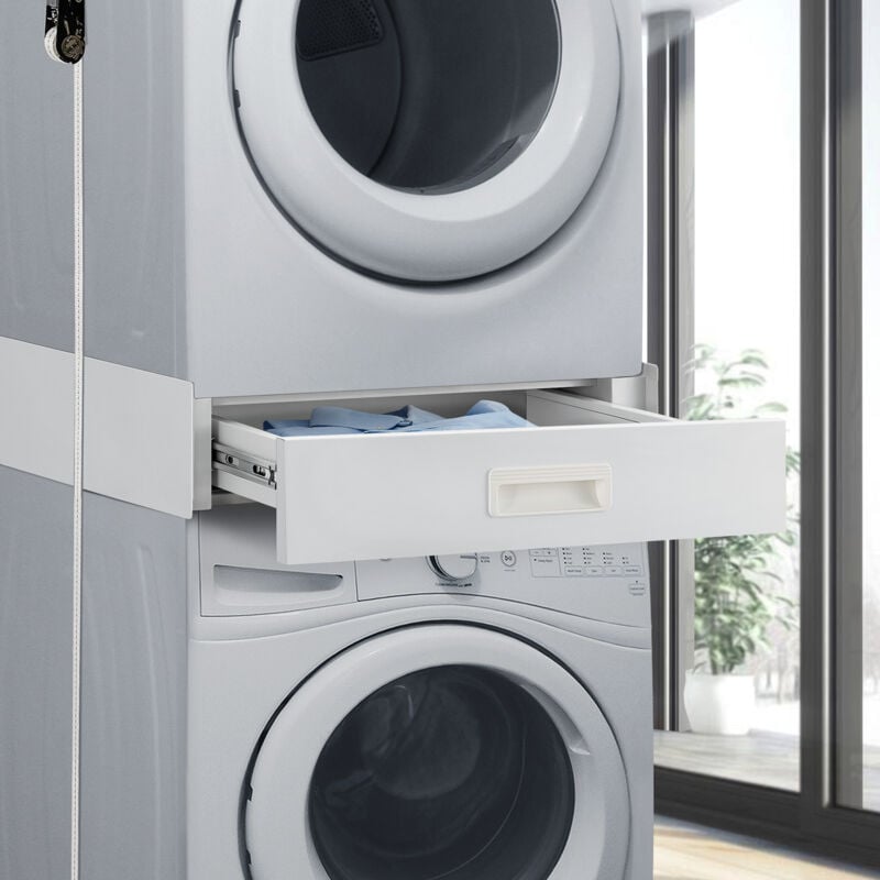 foto del prodotto kit di sovrapposizione buxton per lavatrice e asciugatrice con cassetto bianco en.casa 