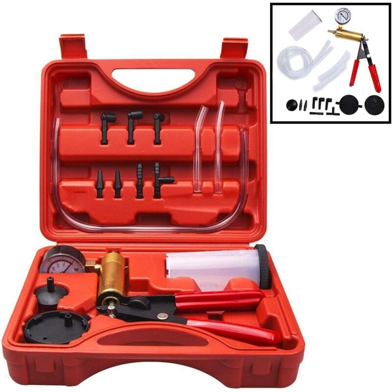 foto del prodotto kit di spurgo freni con tester pompa a vuoto strumento di spurgo liquido freni