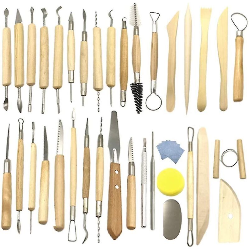 foto del prodotto kit di utensili per argilla in ceramica da 40 pezzi, set di utensili per la scultura in ceramica per principianti, professionisti, arte e artigianato