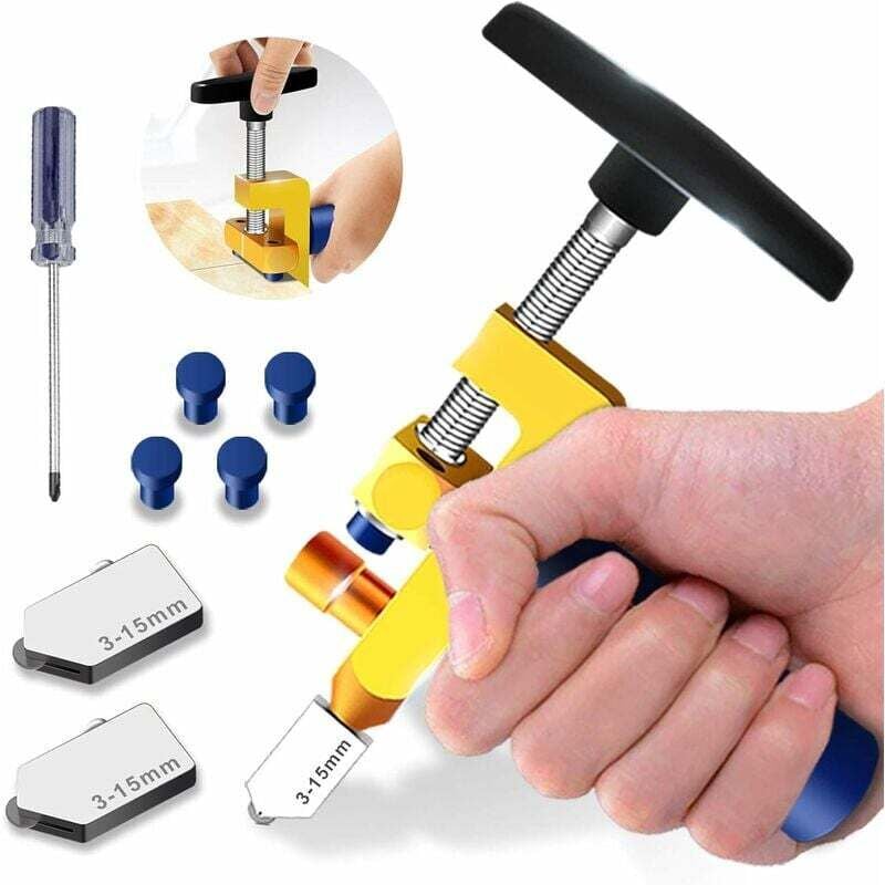 foto del prodotto kit di utensili per il taglio del vetro 2 in 1, qualit premium 3 mm 15 mm, strumento per il taglio del vetro per il taglio di vetro specchio vetro