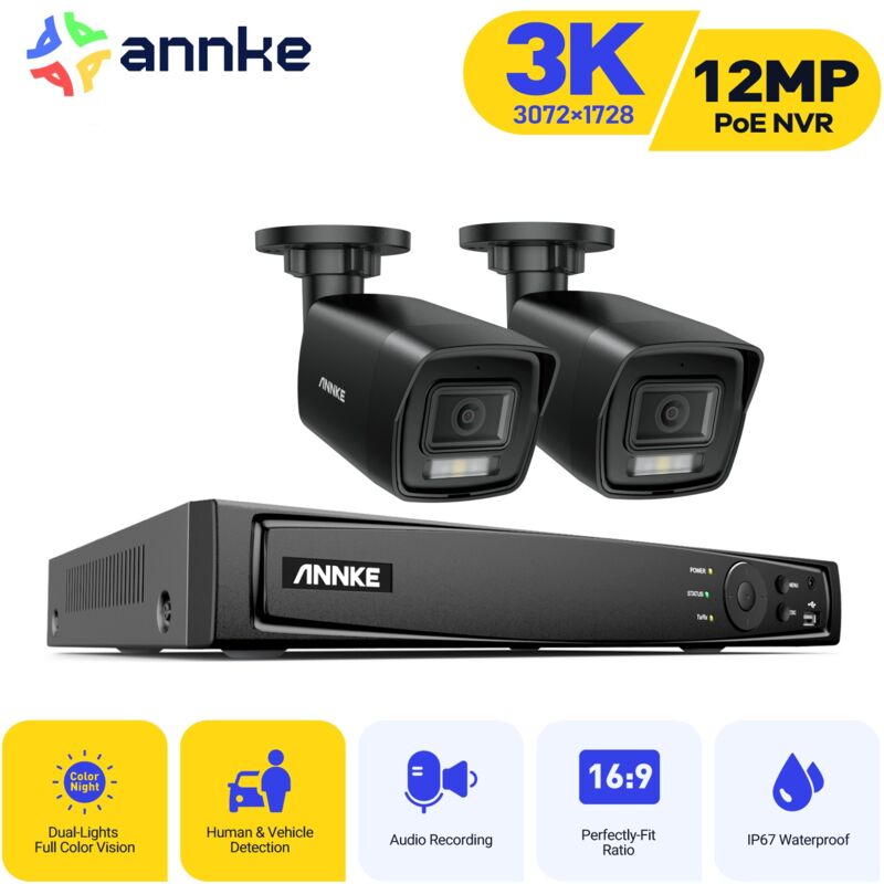 foto del prodotto kit di videosorveglianza intelligente doppia luce con 2 telecamere 5mp visione notturna allarme e mail kit telecamera di sorveglianza esterno app pc