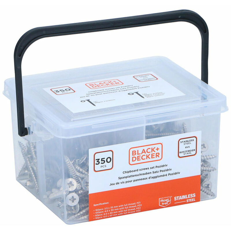 foto del prodotto kit di viti black decker pozidriv legno 350 pezzi