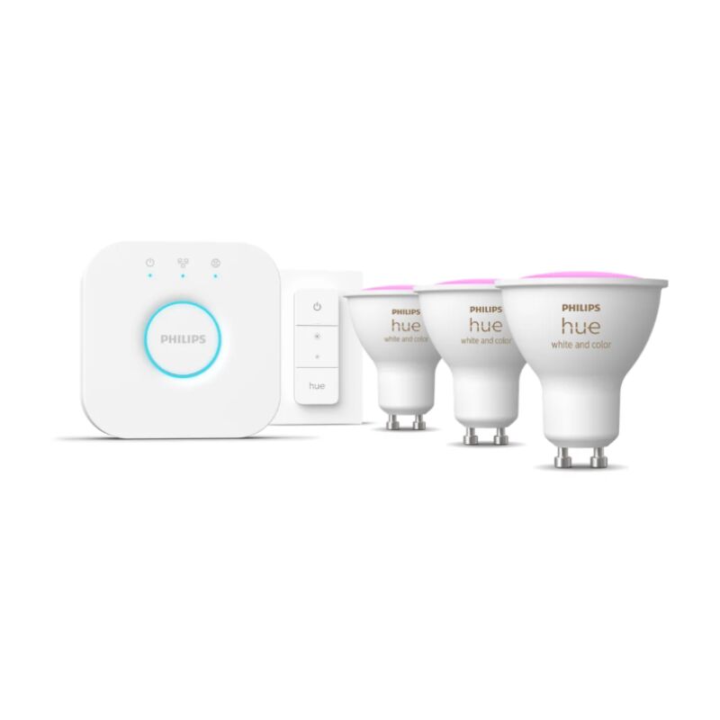 foto del prodotto kit dimmer switch 3 lampadine led philips hue attacco gu10 3x4.2w 2000 6500k 25450300
