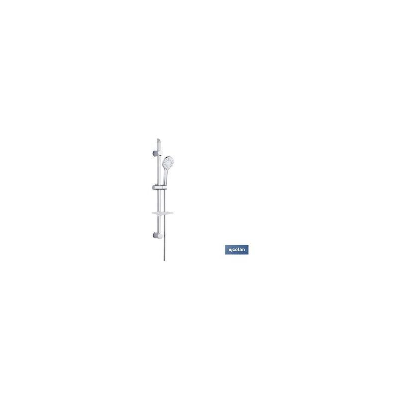foto del prodotto kit doccia asta saliscendi 3 pz 5 funzioni bianco