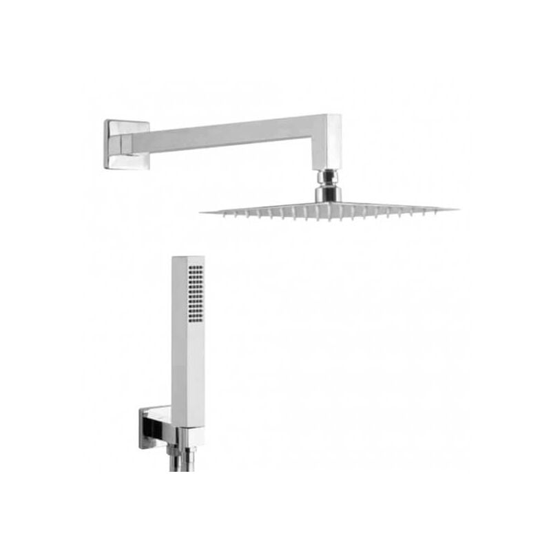 foto del prodotto kit doccia completo braccio a parete soffione ultrapiatto 30 cm quadrato e doccino