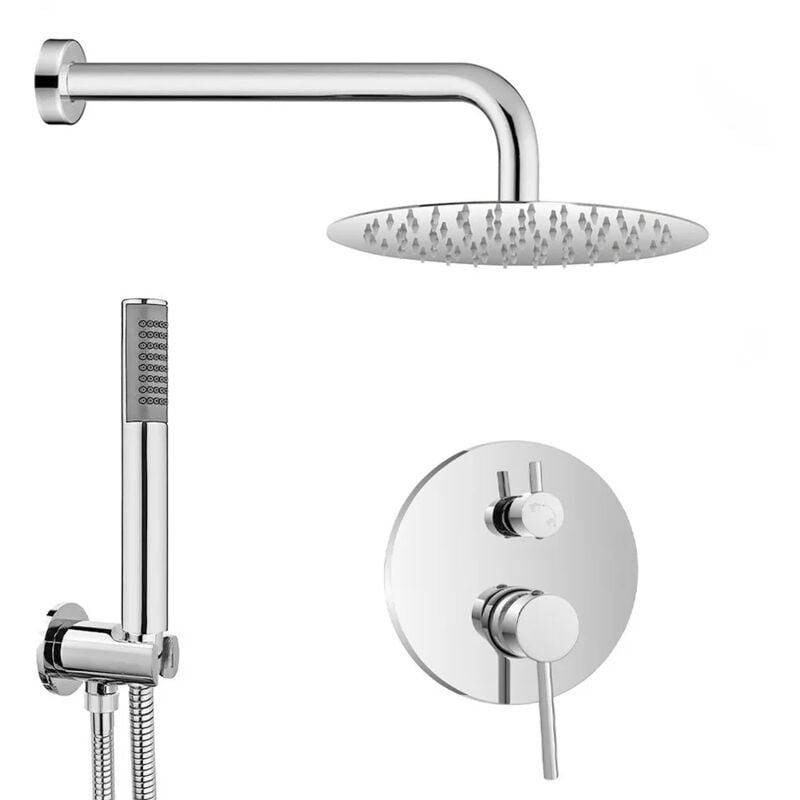 foto del prodotto kit doccia completo con miscelatore york con braccio 35 e soffione 20 inox cromo