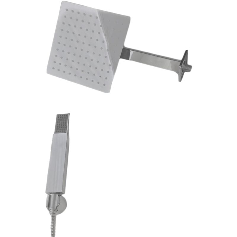 foto del prodotto kit doccia con braccio doccia soffione quadrato doccetta e supporto