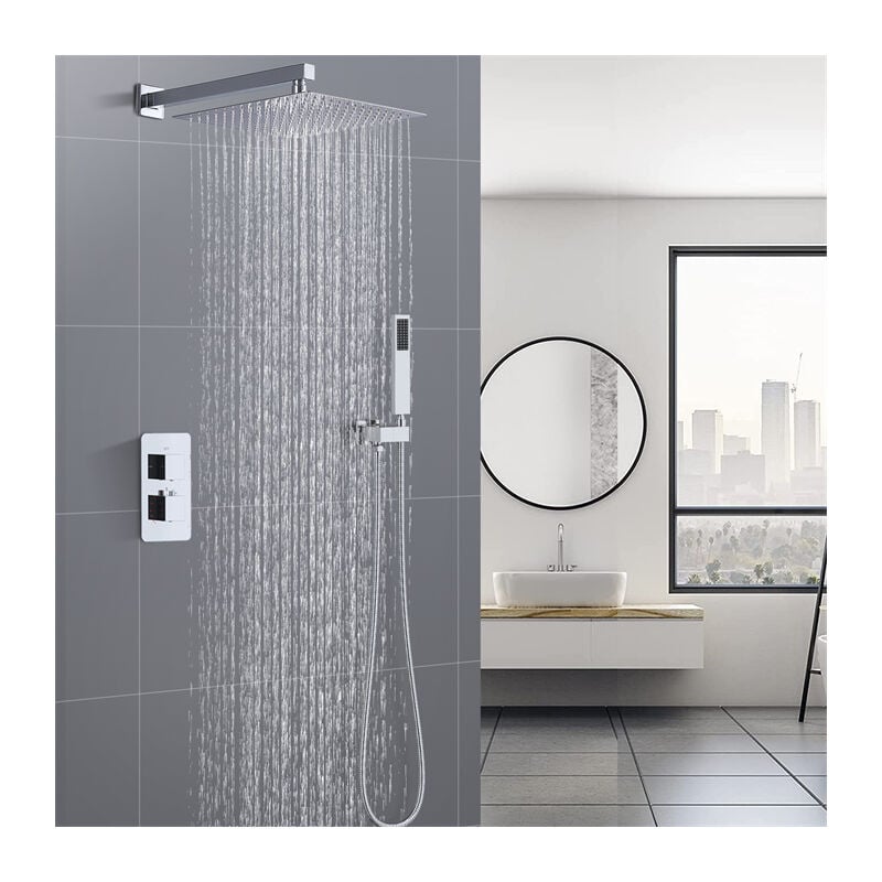 immagine 0 del prodotto kit doccia incasso colonna doccia termostatica incasso con soffione quadrato corpo doccia set doccia in ottone cromato