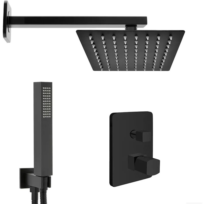 immagine 0 del prodotto kit doccia incasso con soffione 30x20 e set completo nero opaco lotus