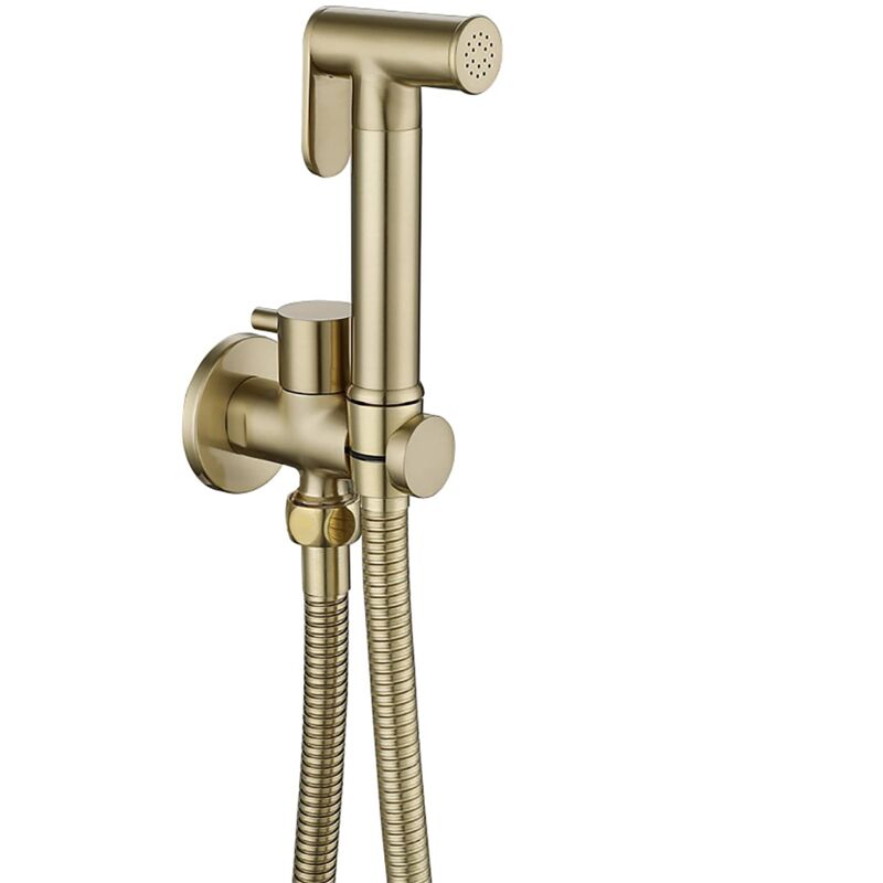 foto del prodotto kit doccia per wc in oro spazzolato kit spruzzatore per bidet a parete doccetta in ottone per bidet ad alta pressione kit spruzzatore per bidet