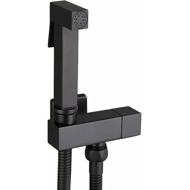 foto del prodotto kit doccia per wc, spruzzatore per bidet portatile nero spruzzatore per bidet in ottone kit completo per doccia per wc montato a parete, igiene