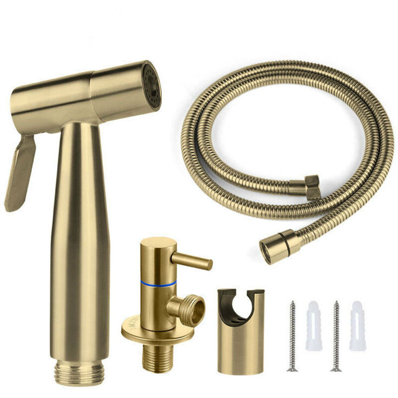 foto del prodotto kit doccia per wc, tubo flessibile da 1,5 m e supporto, adattatori g1 2 o